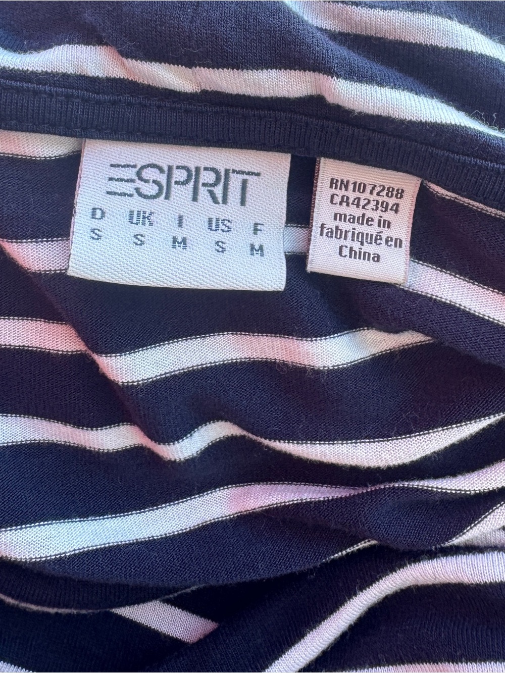 Esprit navy and white nautical striped cowl neck top